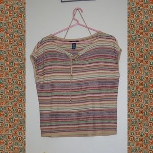 multi-colored front tie shirt